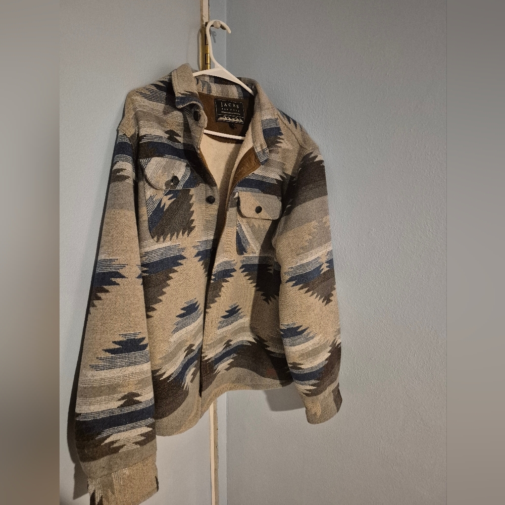 Jachs NY Sherpa Lined Wool Blend Shirt Jacket